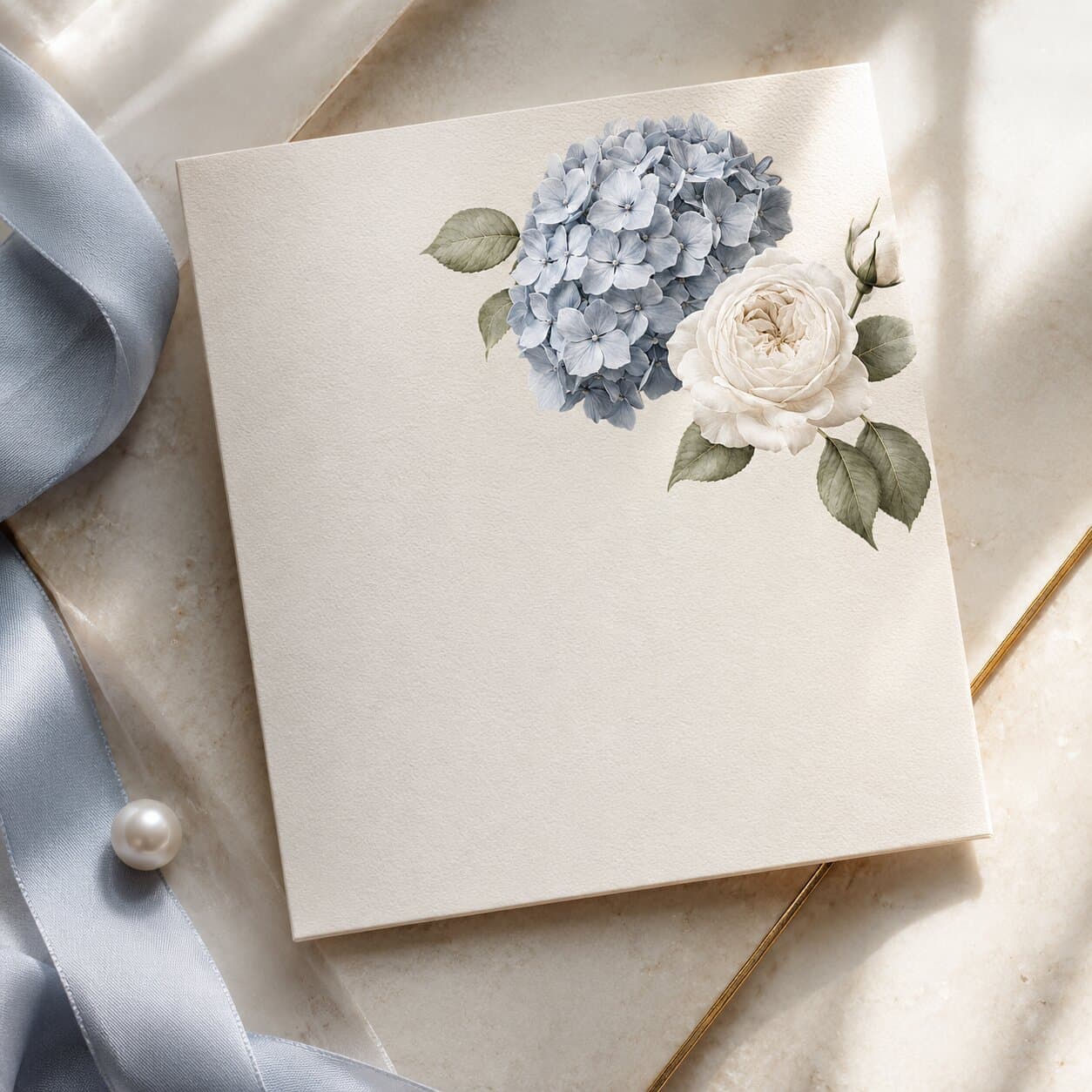 Premium 3D PNG Clipart Dusty Blue Hydrangea Floral Set, Ivory Rose Wedding Invitation Clipart thumbnail 2