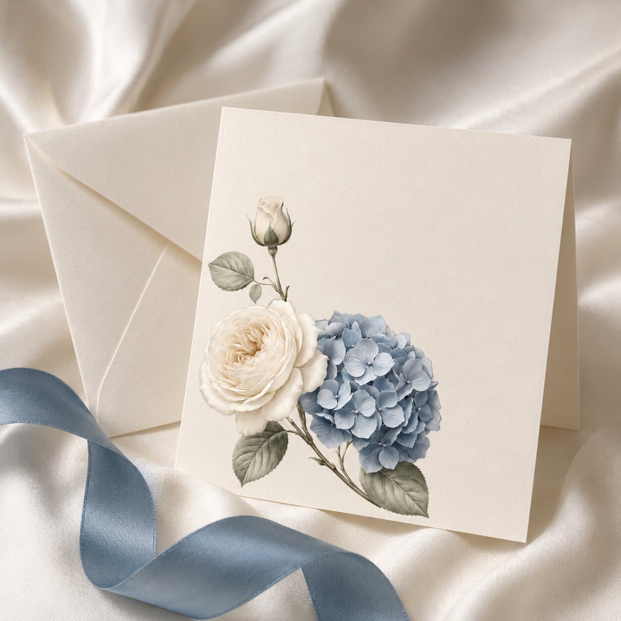 Premium 3D PNG Clipart Dusty Blue Hydrangea Floral Set, Ivory Rose Wedding Invitation Clipart thumbnail 3