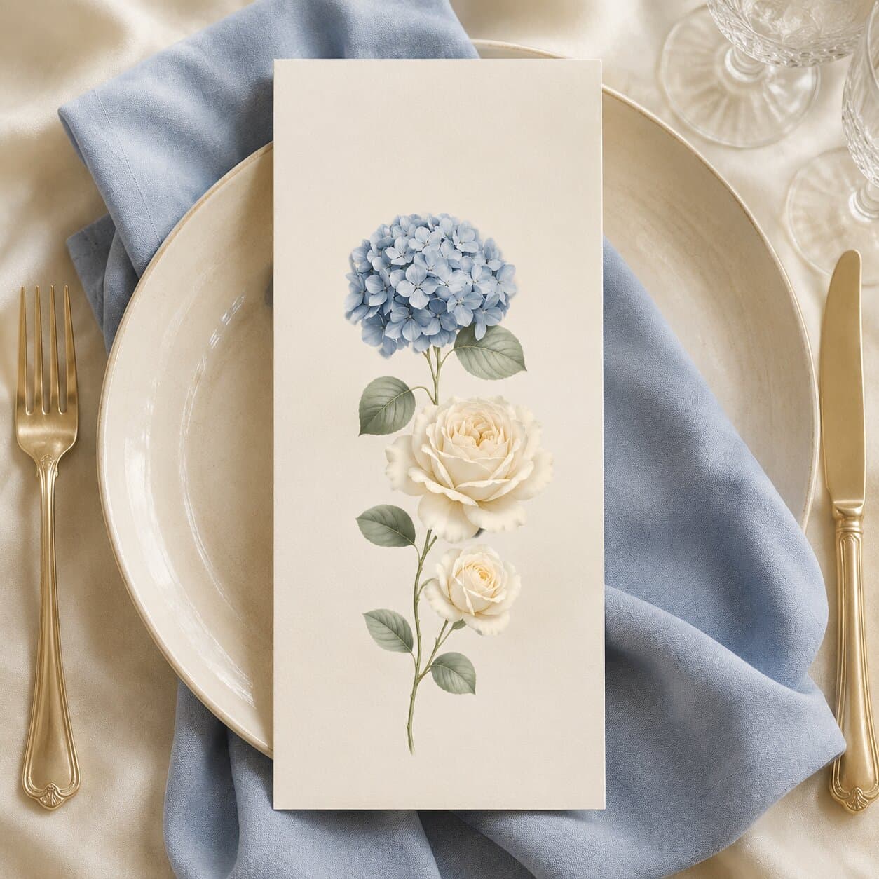 Premium 3D PNG Clipart Dusty Blue Hydrangea Floral Set, Ivory Rose Wedding Invitation Clipart thumbnail 4