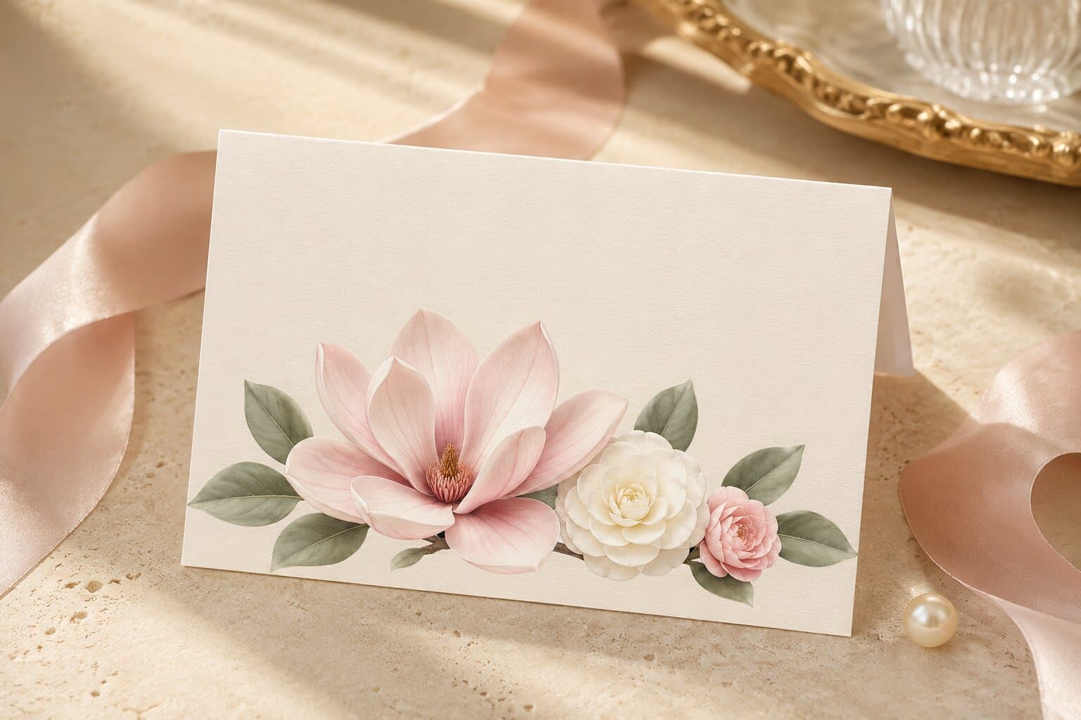 3D Magnolia Floral Clipart, Wedding Invitation Elements, Botanical PNG mockup 1