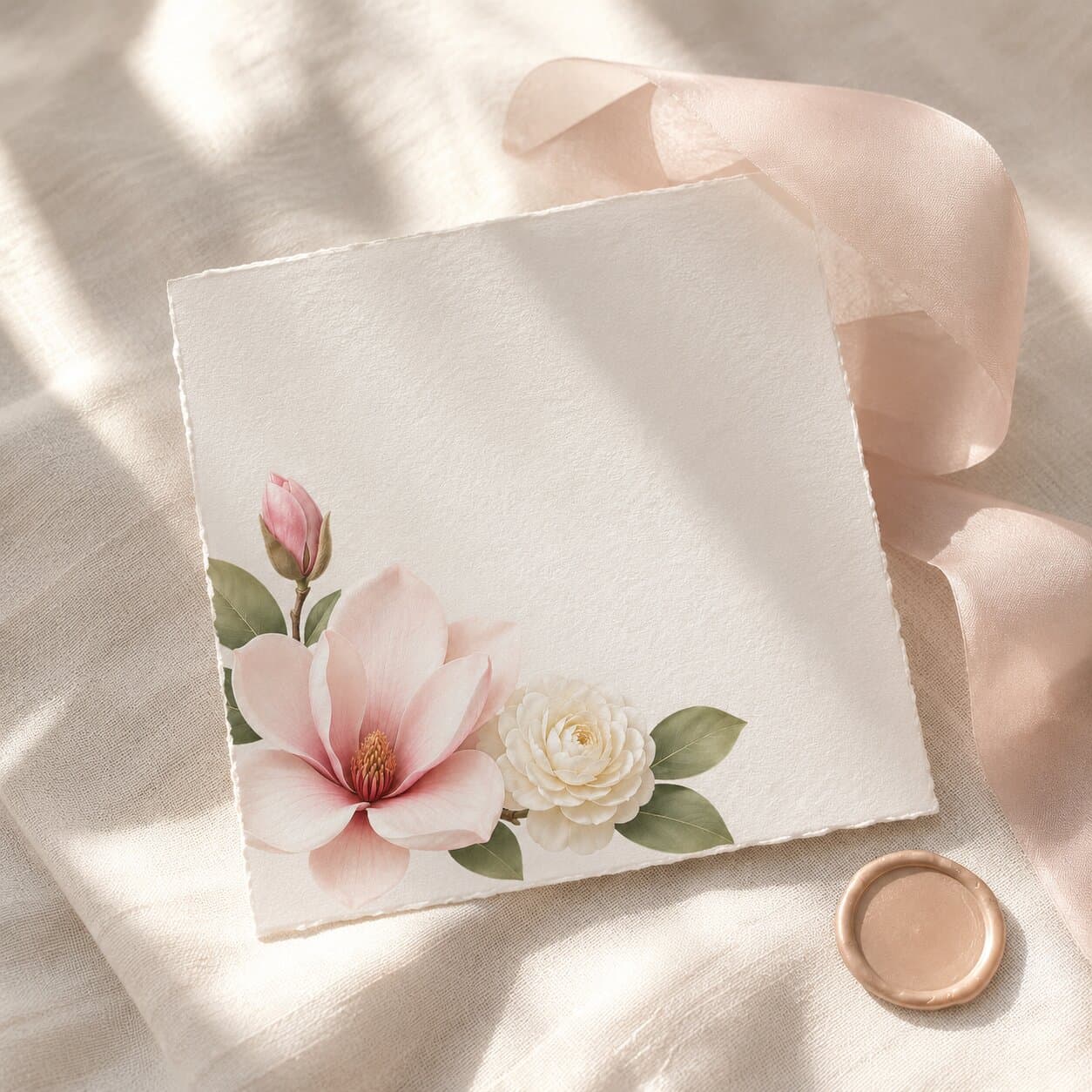 3D Magnolia Floral Clipart, Wedding Invitation Elements, Botanical PNG thumbnail 2