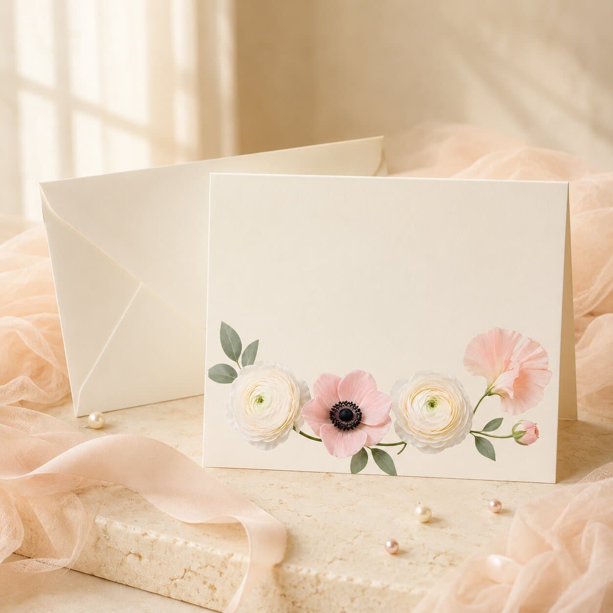 3D Floral Clipart Set, Ranunculus Anemone Wedding Invitation Graphics thumbnail 3
