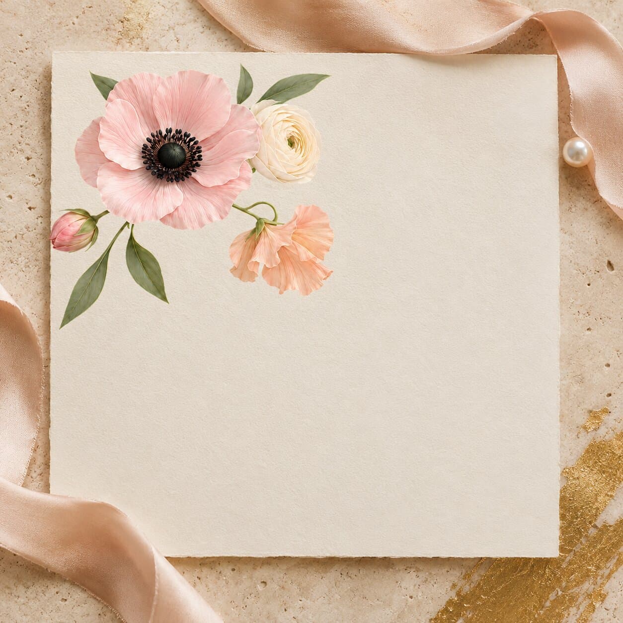 3D Floral Clipart Set, Ranunculus Anemone Wedding Invitation Graphics mockup 1